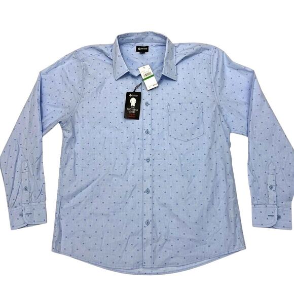 Haggar Clothing Shirt Blue Print Geo Pattern Mens Sz L - Picture 1 of 6